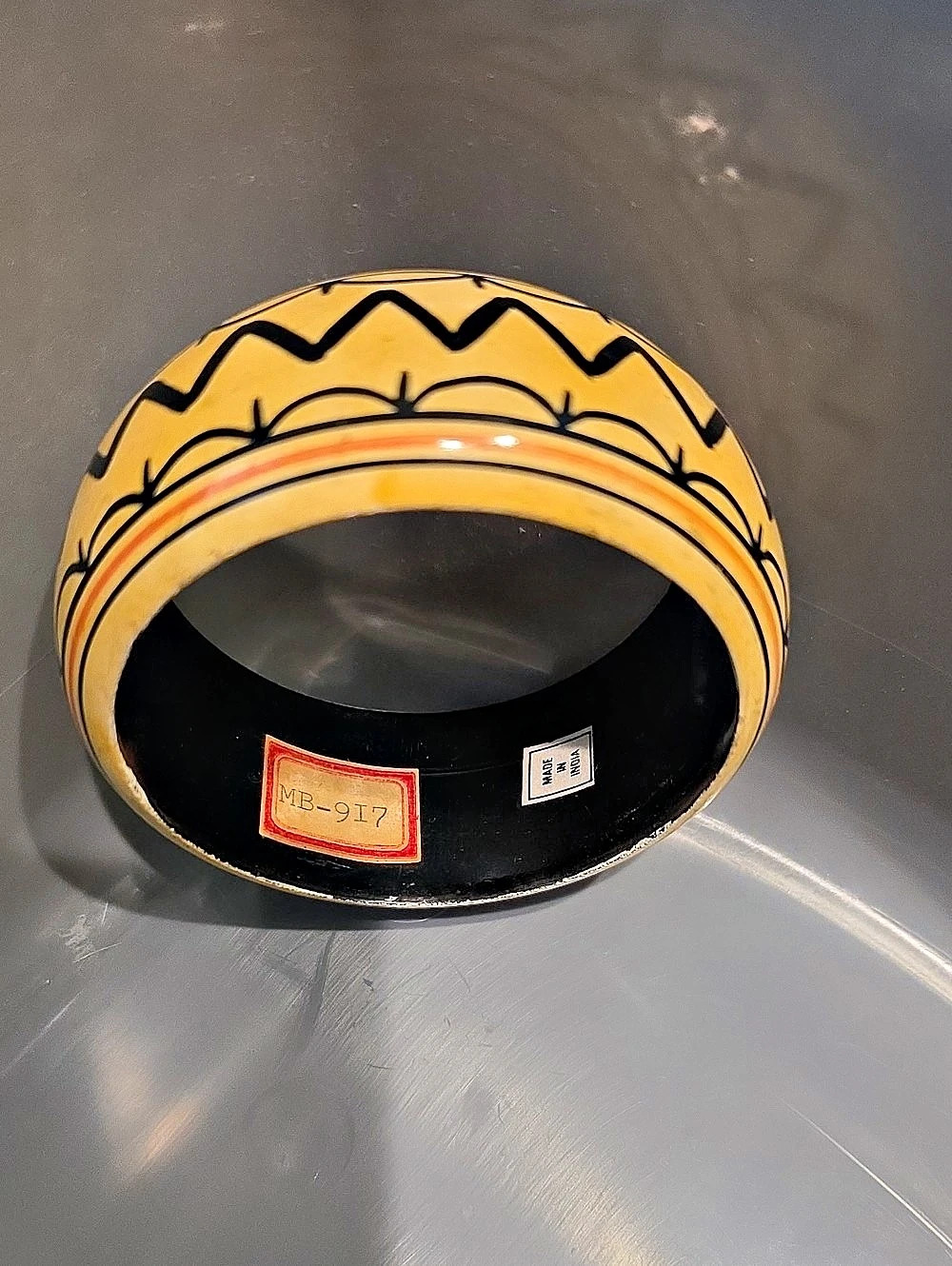 Vintage Painted Geometric Bangle
